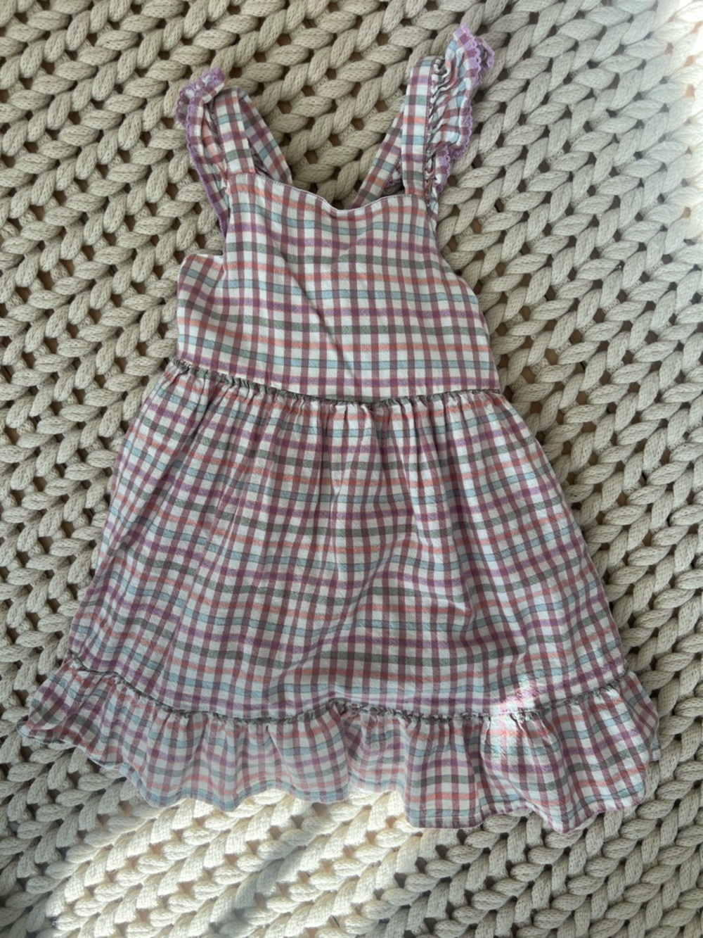 Cat & Jack 5t Girls Pink Plaid Ruffle Strap Dress
